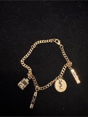 Yves Saint Laurent Gold-Tone Charm Bracelet with YSL Medallion